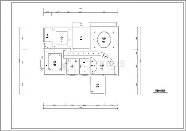两居户型室内家装设计cad平面方案施工图-图二