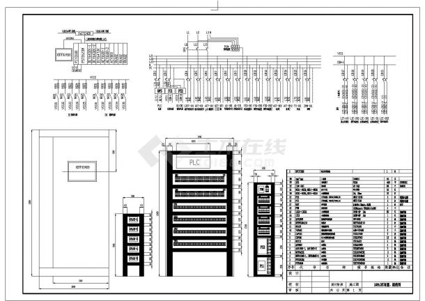 PLC电气柜线路全套电气CAD设计图纸-图一