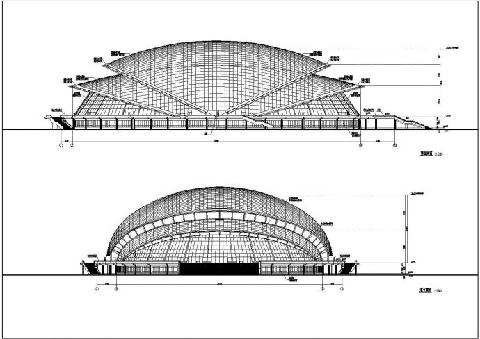 【浙江】两层框架结构体育馆建筑设计方案图_图1