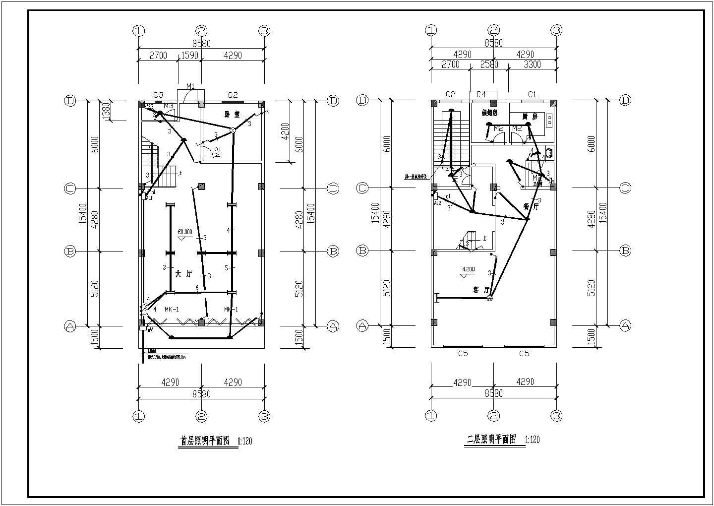 住宅楼强电设计及施工方案全套CAD平面图纸