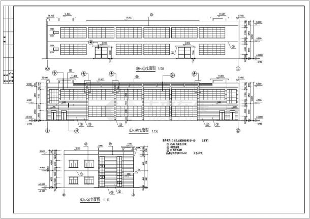 某地工业园二层厂房建筑施工CAD图-图一