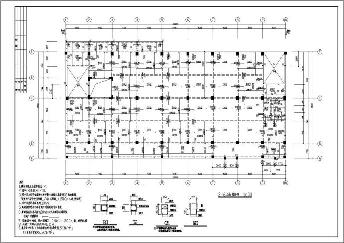 某地六层框架结构厂房车间结构方案图_图1