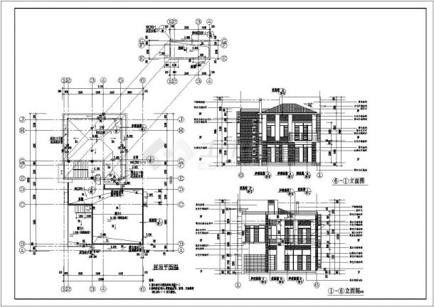 某市区别墅建筑设计cad图纸全套-图一