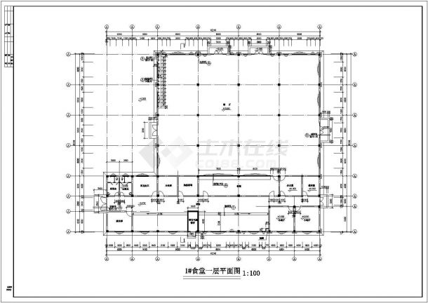 某厂区1#食堂建筑设计施工CAD图-图二