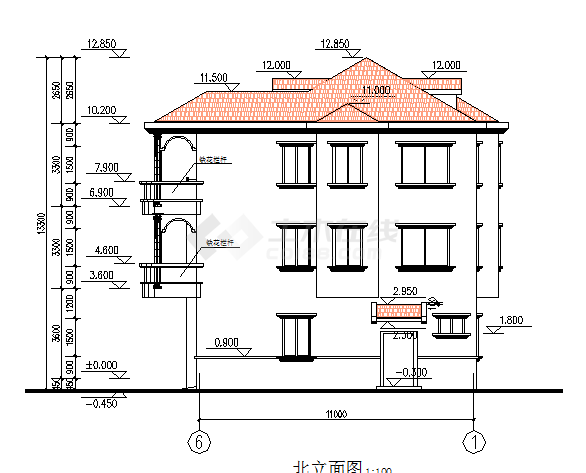 某城市全套别墅建筑设计cad图纸-图二