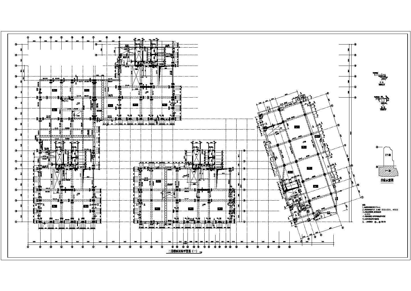 高层办公楼框架结构cad施工设计图纸