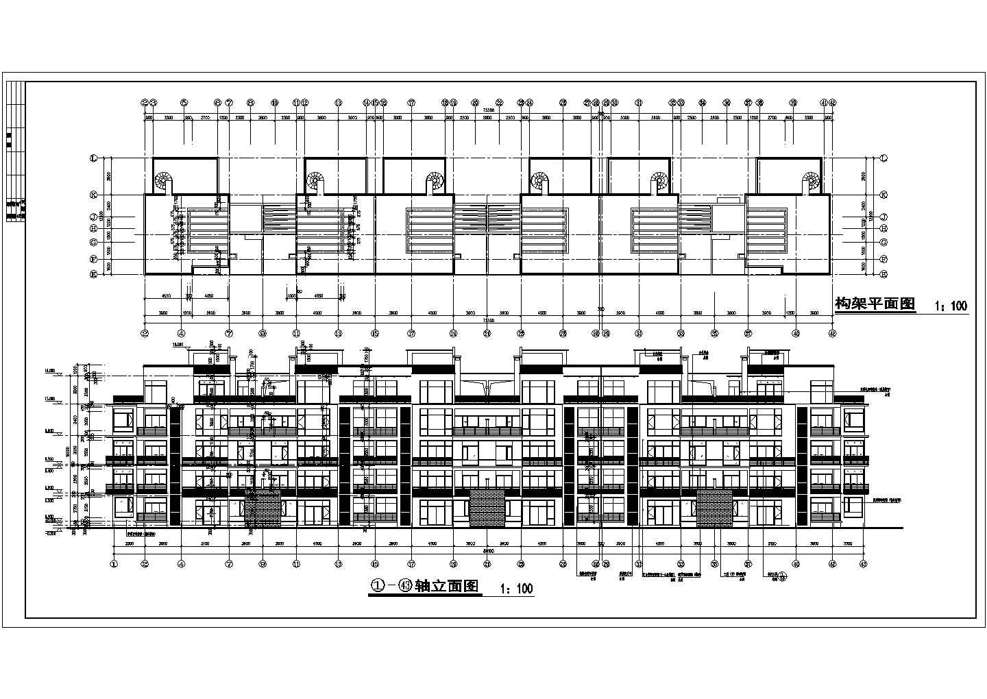 高层住宅建筑框架结构cad施工设计图纸