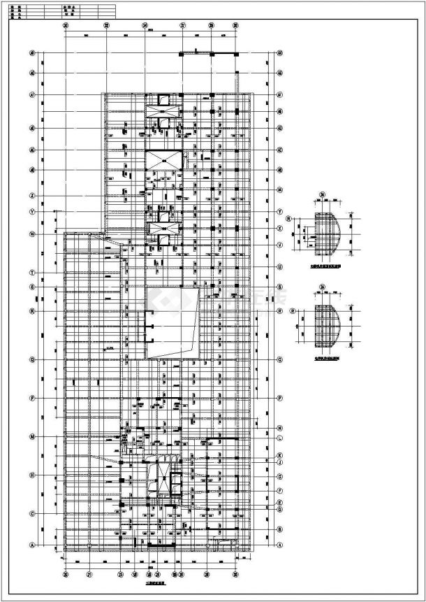 框剪结构裙楼全套梁板配筋设计cad施工设计图纸-图一