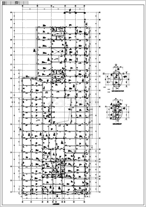 框剪结构裙楼全套梁板配筋设计cad施工设计图纸-图二