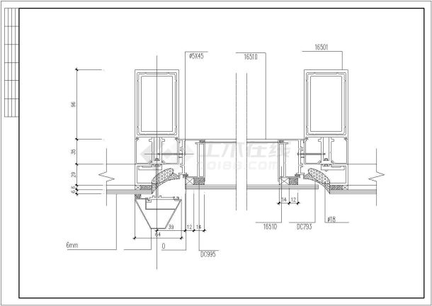 某玻璃幕墙及铝合金型材cad详细节点施工图纸-图二