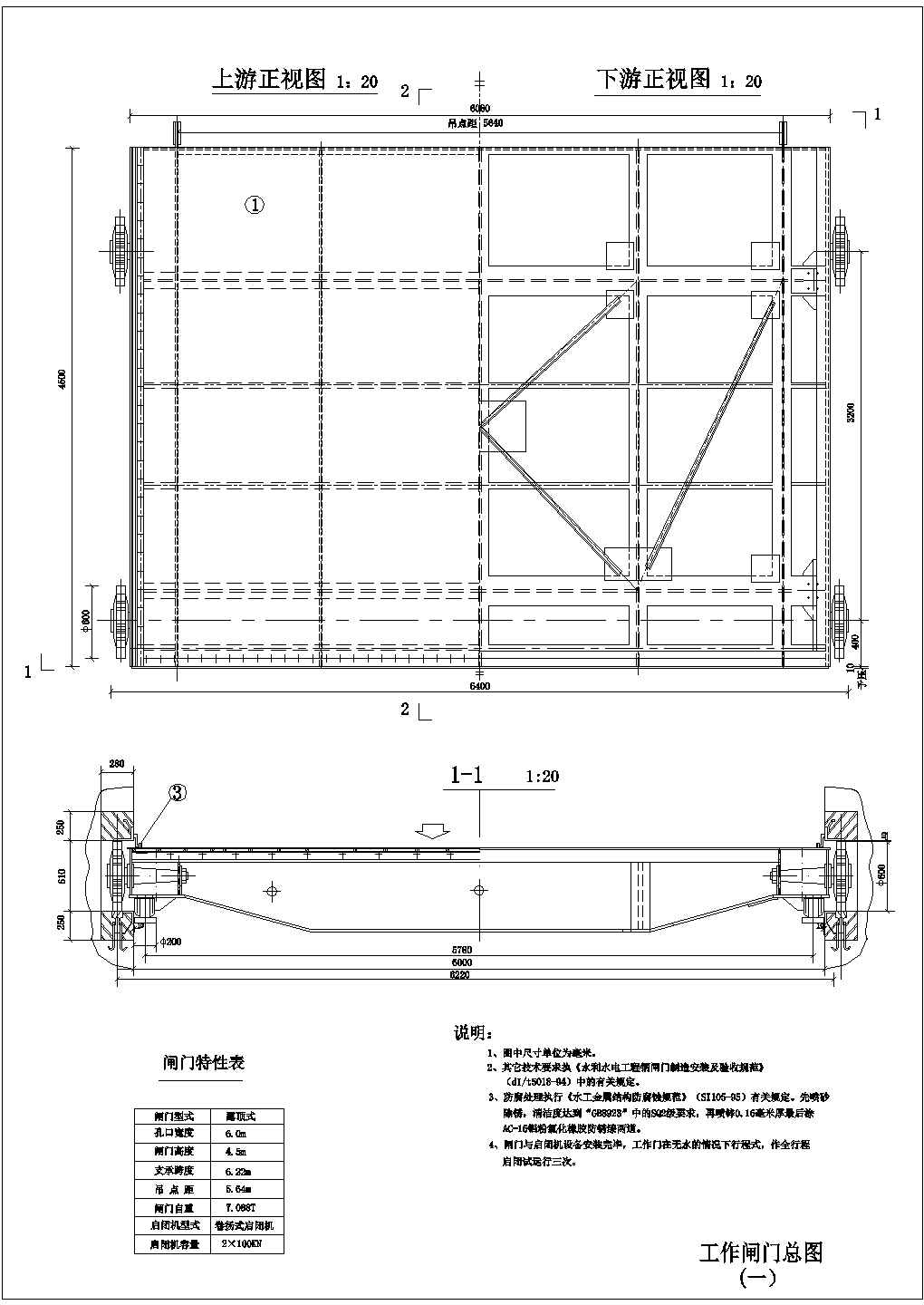 一套完整的钢闸门图纸（施工阶段图纸）