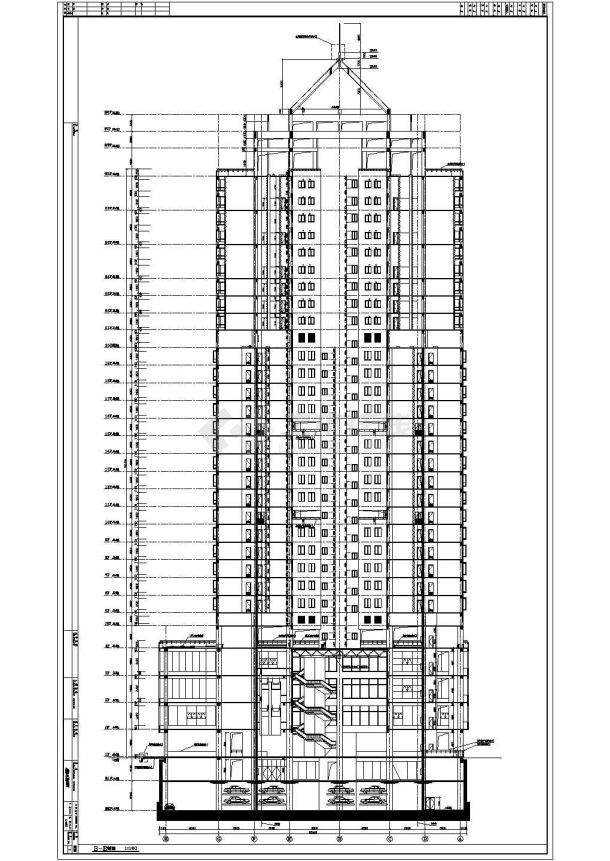 某地26层框剪结构商业综合楼建筑设计施工图-图一