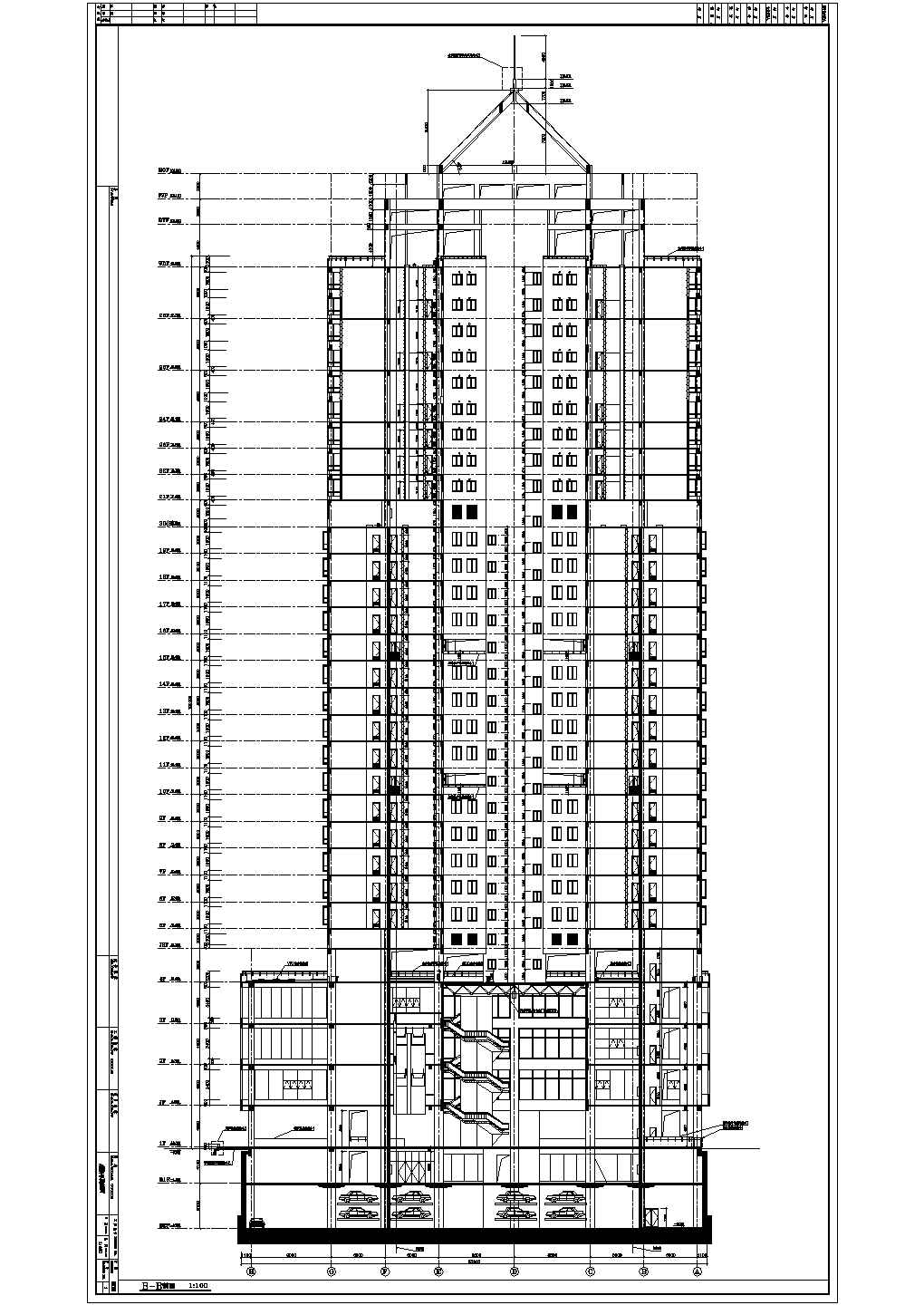 某地26层框剪结构商业综合楼建筑设计施工图