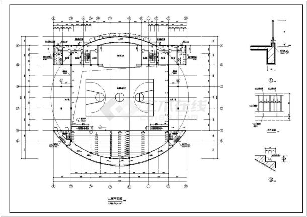 某地大型现代化体育馆建筑施工图纸-图二