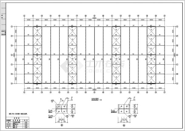 某地单层双坡双跨单层轻型门式钢架厂房施工图-图二