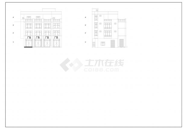 临街商铺住宅一体式建筑设计平面图-图二