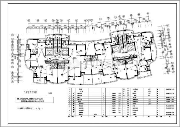 某高层商住全套楼电气工程CAD设计图纸-图二