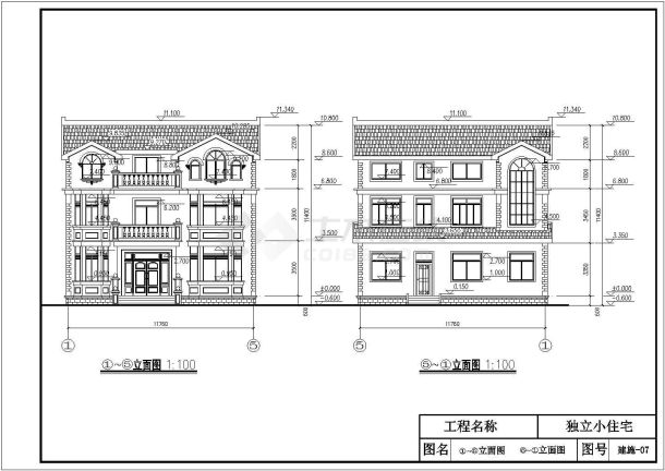 某地3层砖混结构别墅住宅建筑施工图-图一