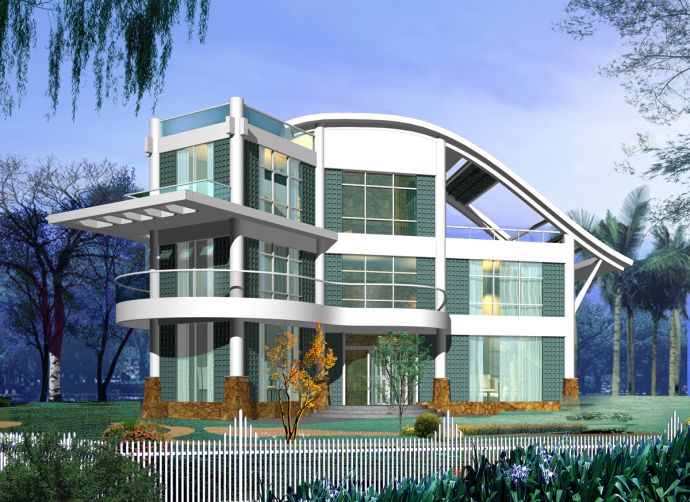 一套完美的现代别墅建筑、结构施工图及效果图_图1