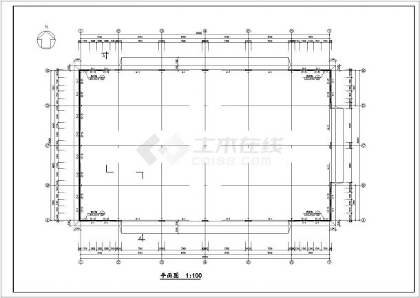 某地30m跨厂房建筑设计施工CAD图纸-图二