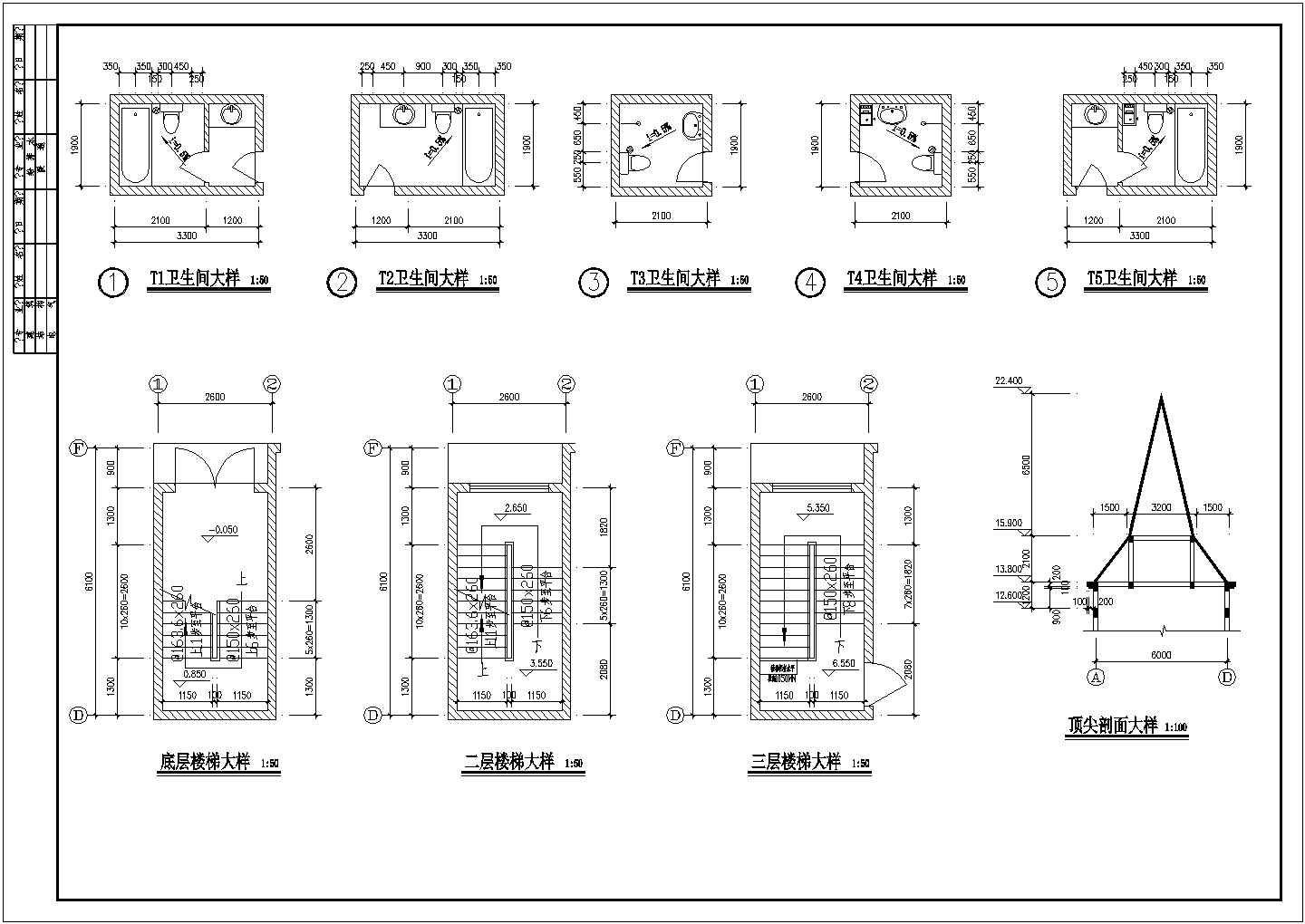 某地区复式别墅建筑施工cad图纸全套