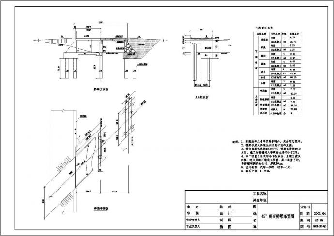 斜交板桥设计施工cad详细图纸素材_图1