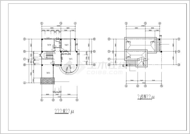 某地区高档别墅建筑施工cad图纸-图二