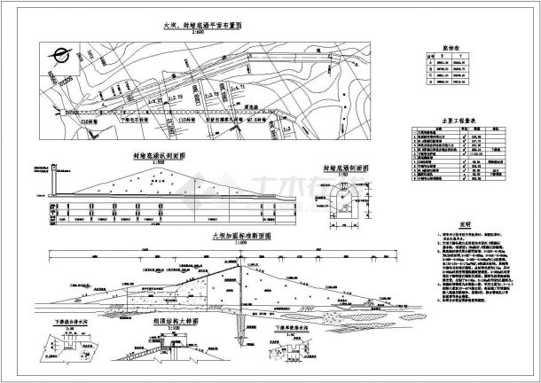一整套大坝及底涵封堵处理cad设计图-图一