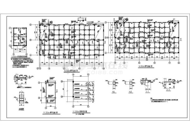 某地四层学生食堂框架结构施工设计图-图二