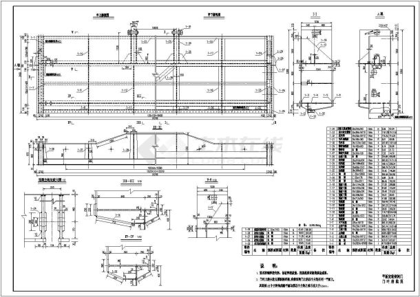 某工程大跨度平面钢闸门技术施工图纸-图一