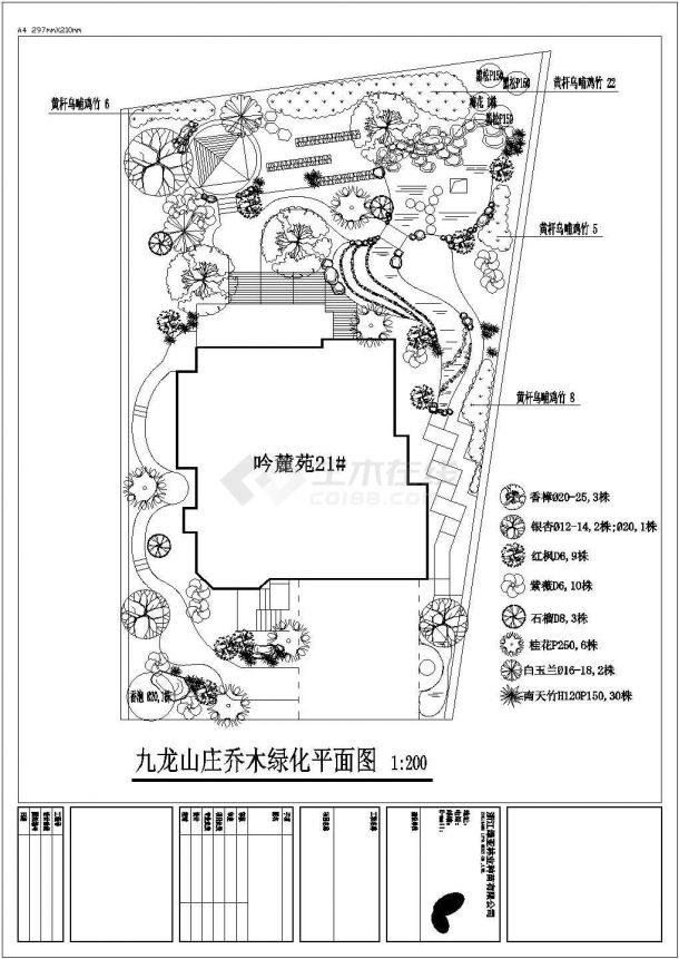 九龙山庄别墅绿化工程规划说明全套图纸-图二