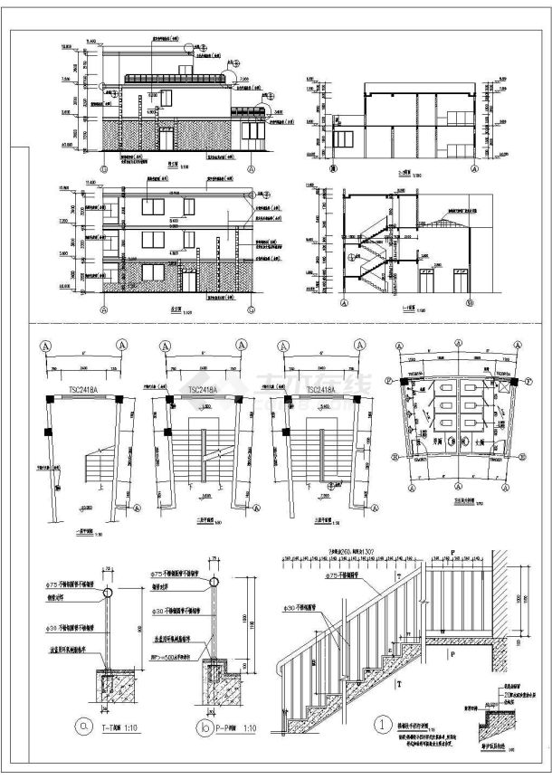 某花园小区三层弧形会所建筑图纸（含说明）-图二