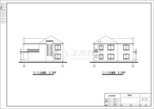 某小区别墅建筑CAD设计图（含效果图）-图二