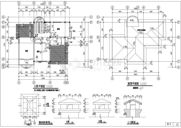 某市高档别墅区建筑扩出CAD设计施工图-图二