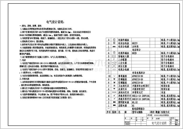 某水库管理站电气设计施工全套CAD图纸-图一