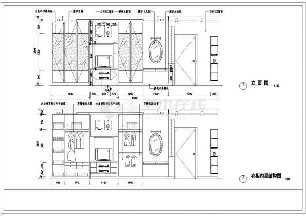 [杭州]某三室样板间室内装修cad施工方案图纸-图一