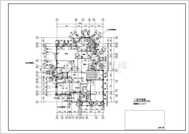 某小区别墅建筑CAD设计施工图（有地下室）-图二