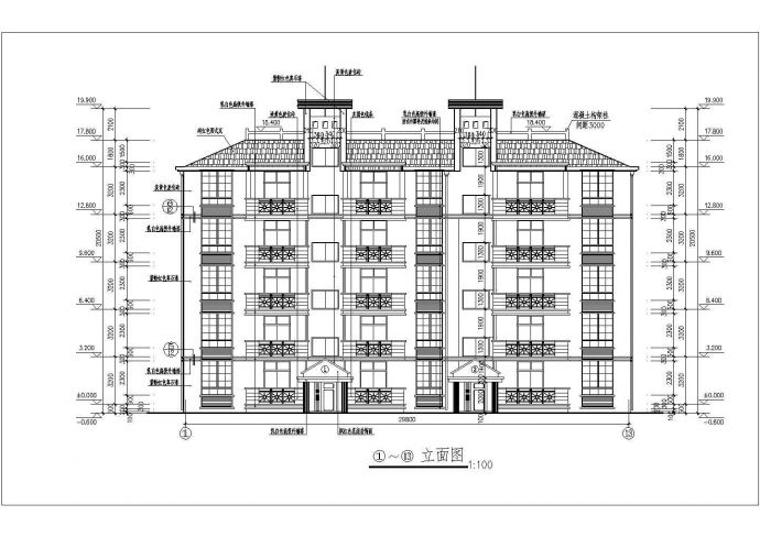某地五层标准居民公寓楼建筑设计图_图1
