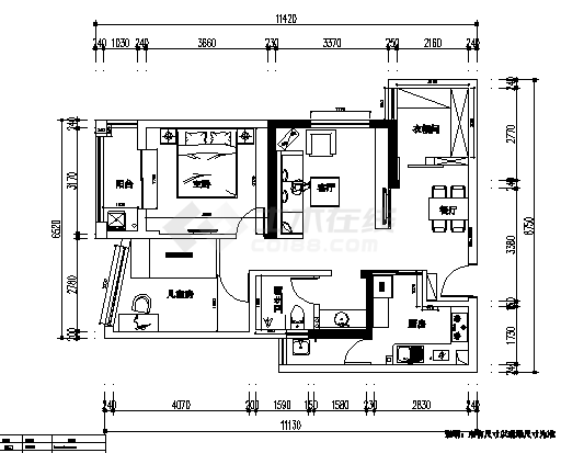 三室两厅装修施工图（含效果图、实景图）-图一