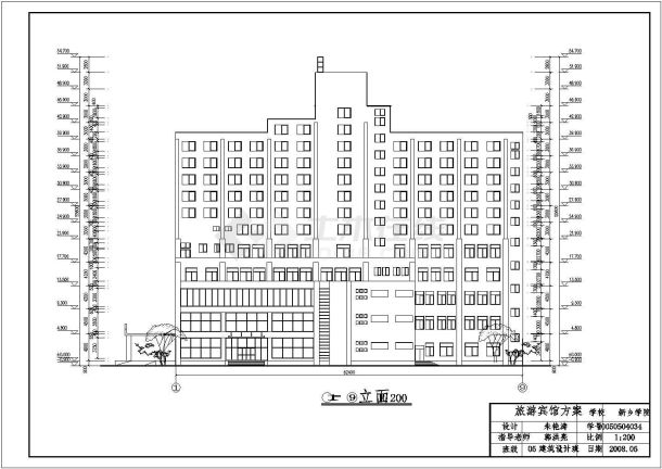 新乡十三层框架结构宾馆建筑设计方案图-图一