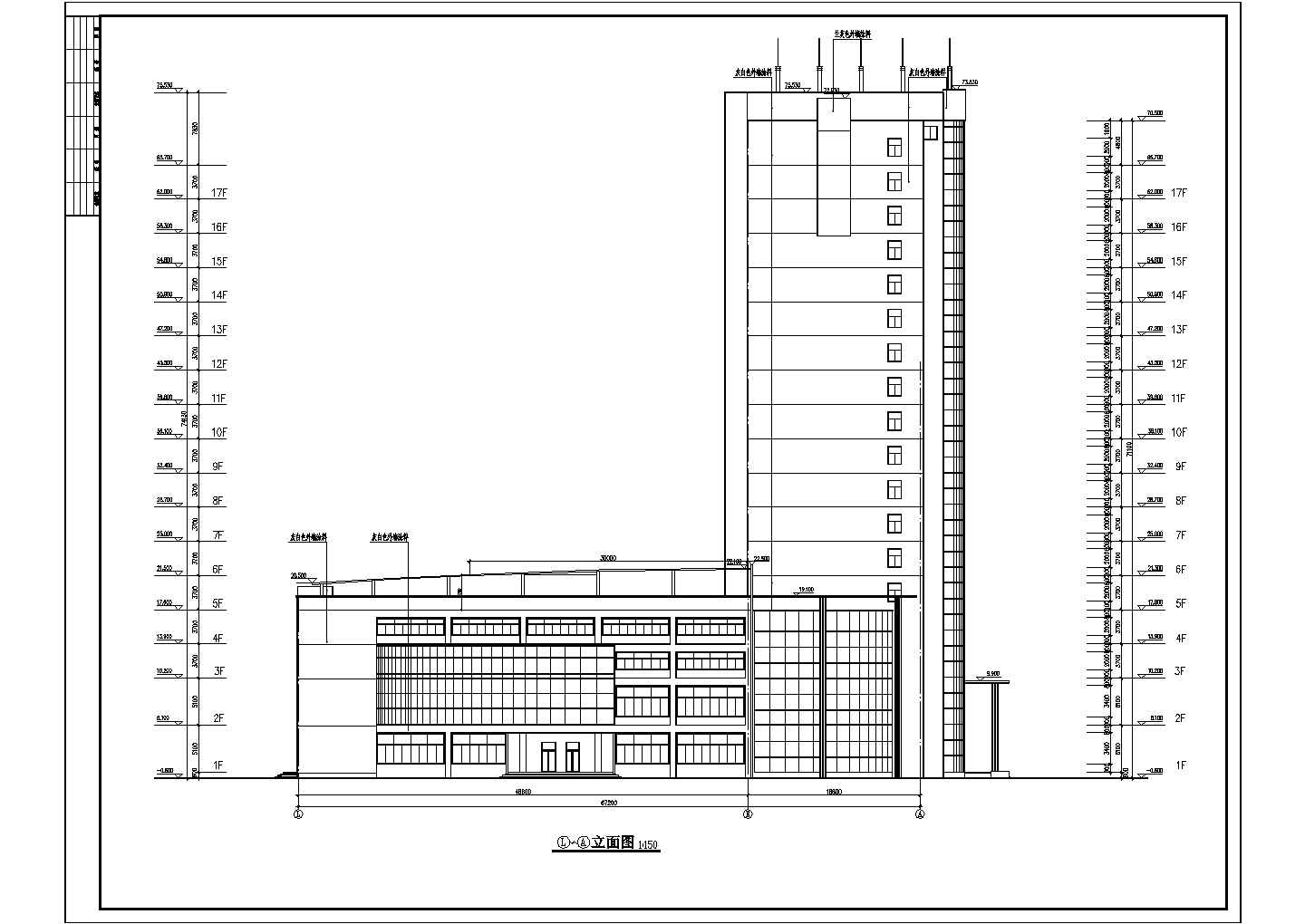 某地17层框剪结构办公楼建筑设计施工图
