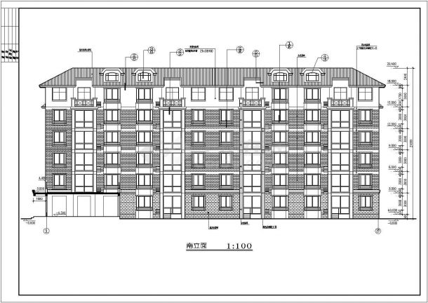 某地六层底商住宅楼全套建筑设计方案-图二