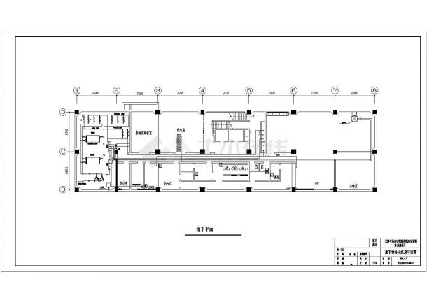 天津市某综合楼暖通设计地下室机房平面及系统图-图一