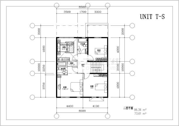 某南店联排别墅户型建筑CAD设计图纸-图一