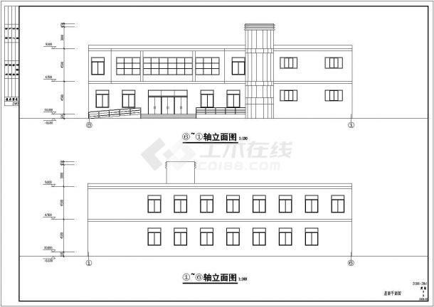 某地二层框架结构学校食堂建筑施工图-图一