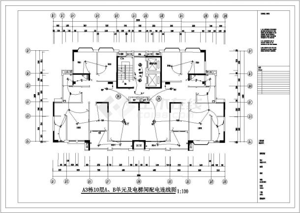 某高层住宅楼样板房水电设计施工图纸,内容包括:a1栋a单元电气系统图