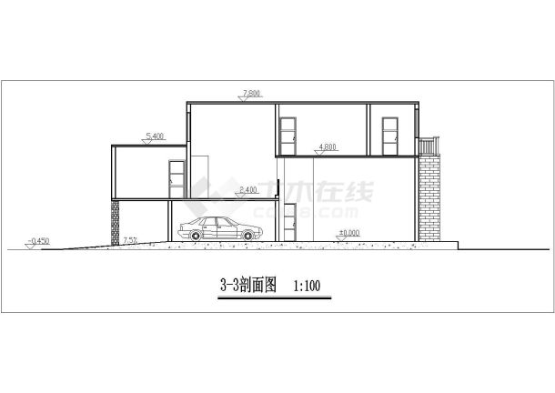 某现代水体别墅建筑CAD设计施工图-图二