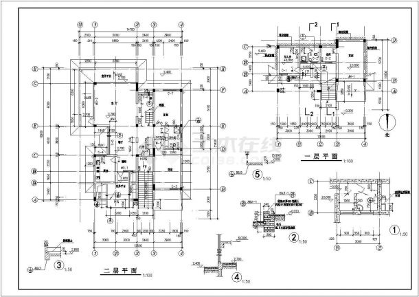 某多层别墅建筑设计施工图（共4张）-图二