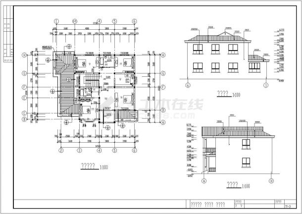 某处别墅结构建筑CAD设计施工图纸-图二