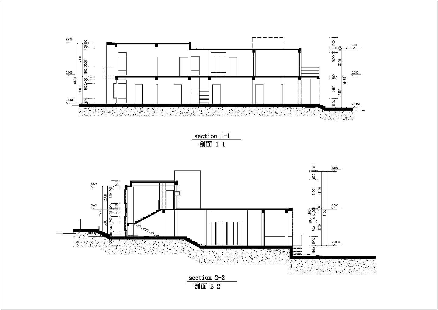 某市山地别墅建筑结构CAD设计图纸（包含效果图）